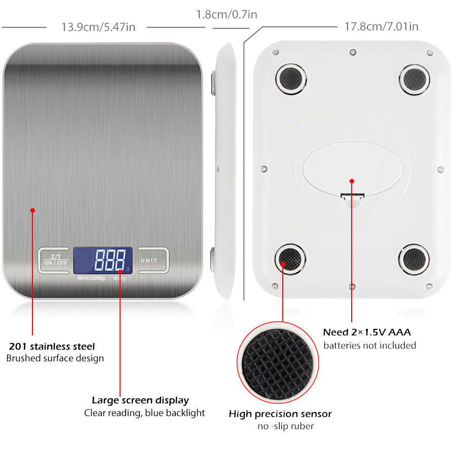 Digitale Küchenwaage: 5KG/11lb Kapazität. | Karnz