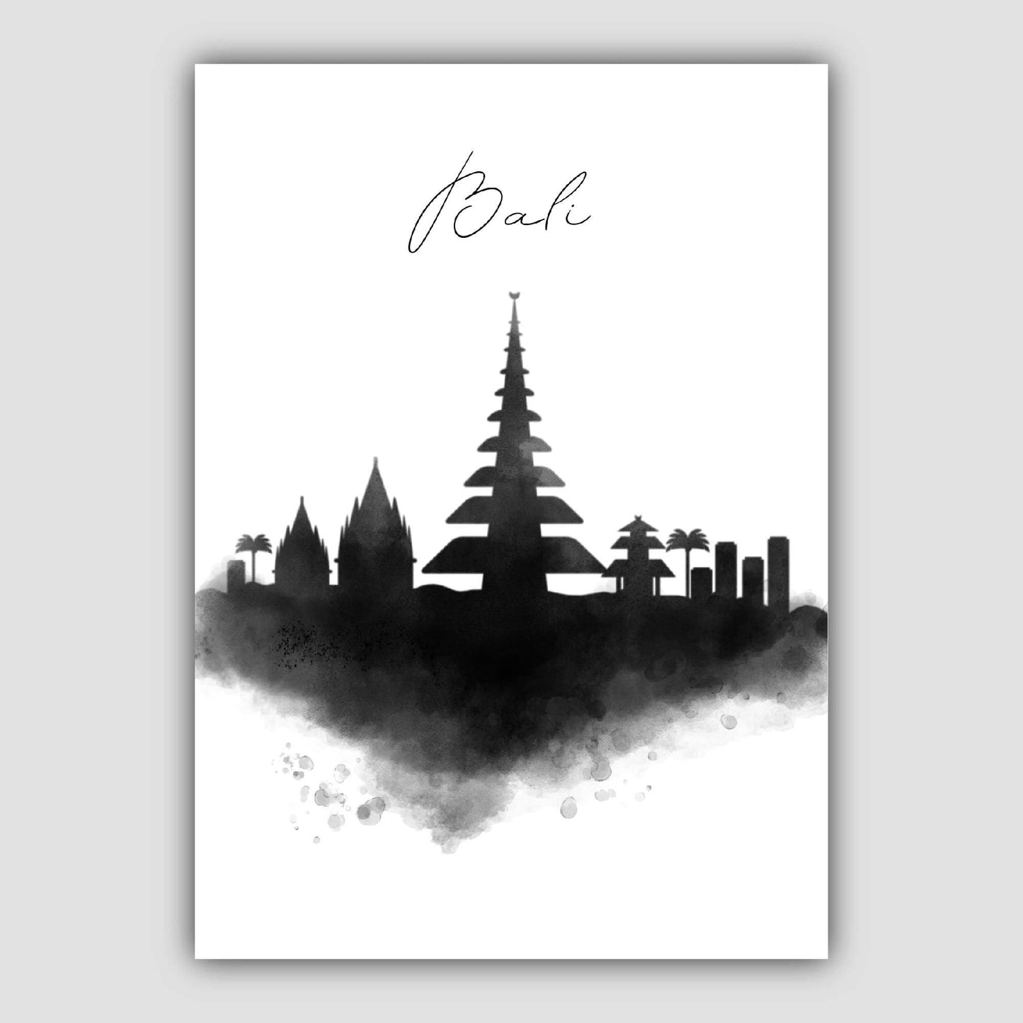 Bali Aquarell-Skyline-Stadtansicht-Druck