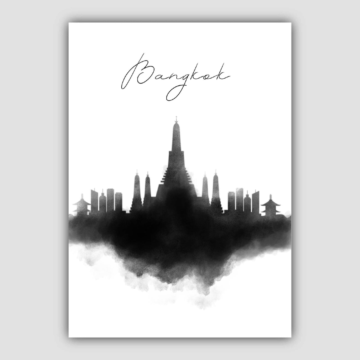 Bangkok Aquarell-Skyline-Stadtansicht-Druck