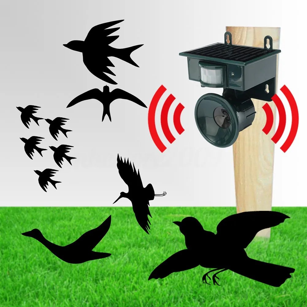 Vogelabwehrgerät und Vogelscheuche mit Bewegungsmelder für den Außenbereich