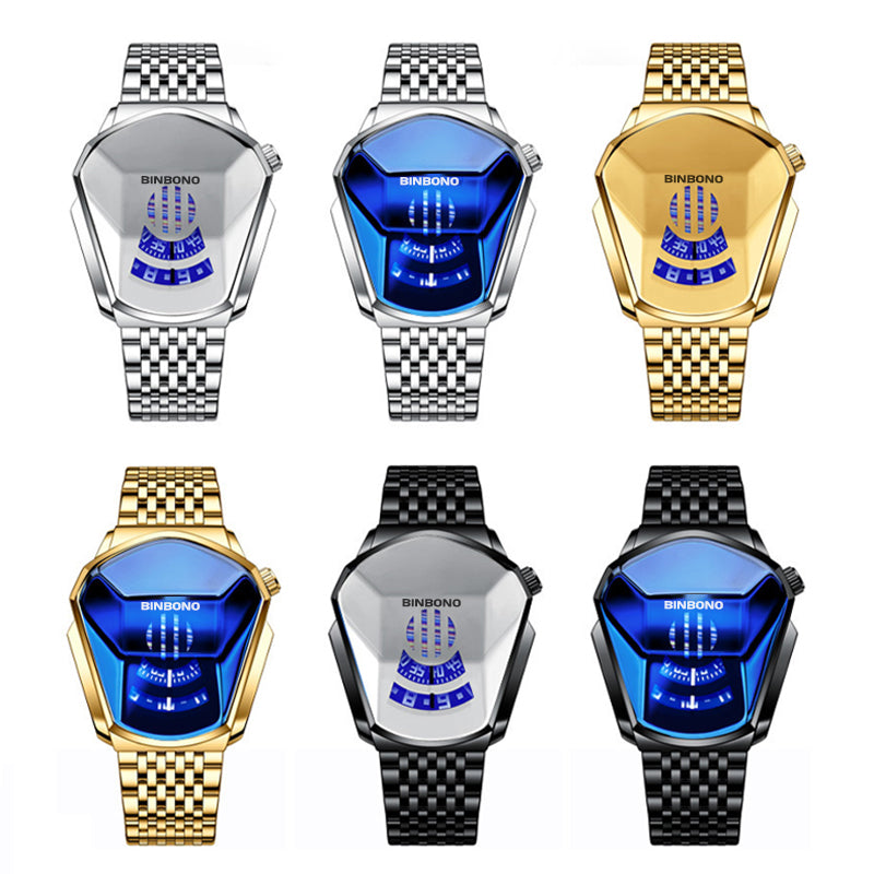 Herren-Quarzuhr im Diamant-Stil