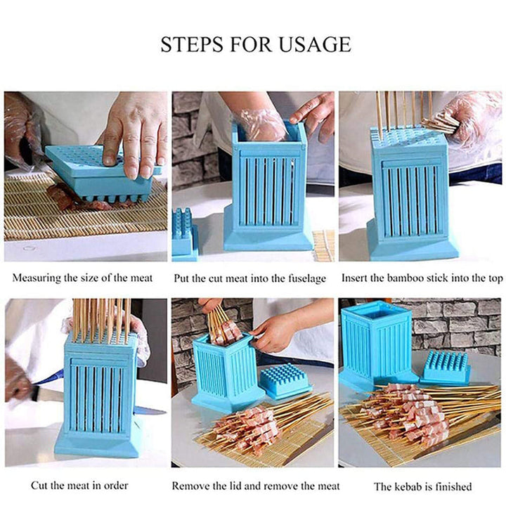 BBQ Spieß Fleischmaker Fleischspieß Werkzeug 49 Löcher BBQ Box BBQ Spieß Box | Karnz