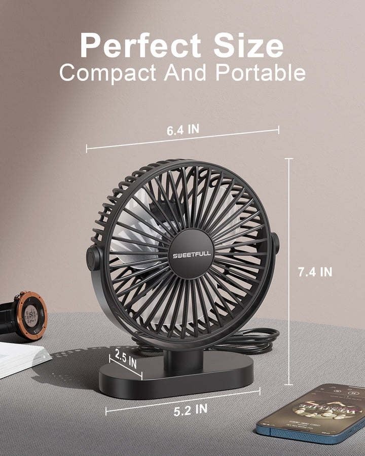6,5 Zoll USB Kleiner Tischventilator für Zuhause Büro Auto Outdoor Reisen | Karnz