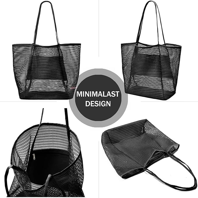 Faltbare Mesh Strandtasche mit Innentasche | Karnz
