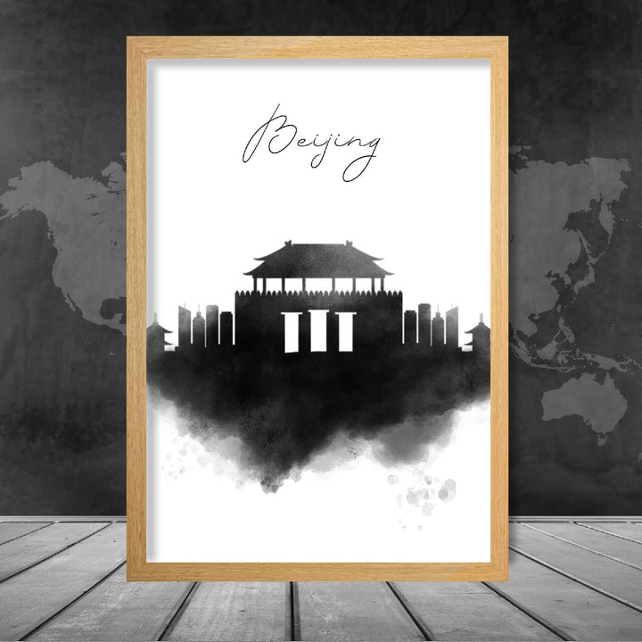 BeijingAquarellSkylineStadtansichtDruck