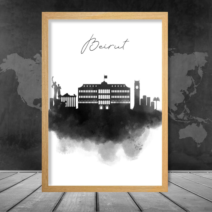 Beirut Aquarell Skyline Stadtbild Druck