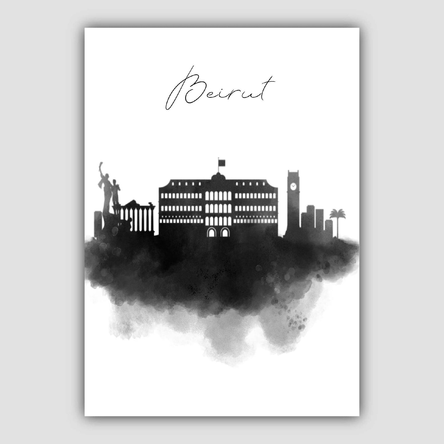 Beirut Aquarell Skyline Stadtbild Druck
