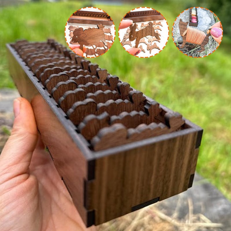 Stickgarn-Organizer | Hasen-Spulen-Set aus Holz | 16-teilig | Inklusive Aufbewahrungsbox