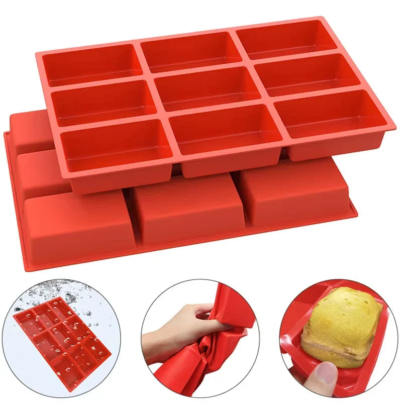 Große 9-Fächer Silikon Mini Kastenform Antihaftbackform | Karnz