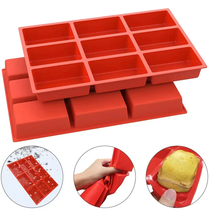 Große 9-Fächer Silikon Mini Kastenform Antihaftbackform | Karnz
