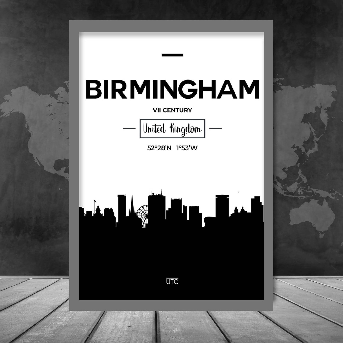 Birmingham Stadtsilhouette Stadtansicht Drucken