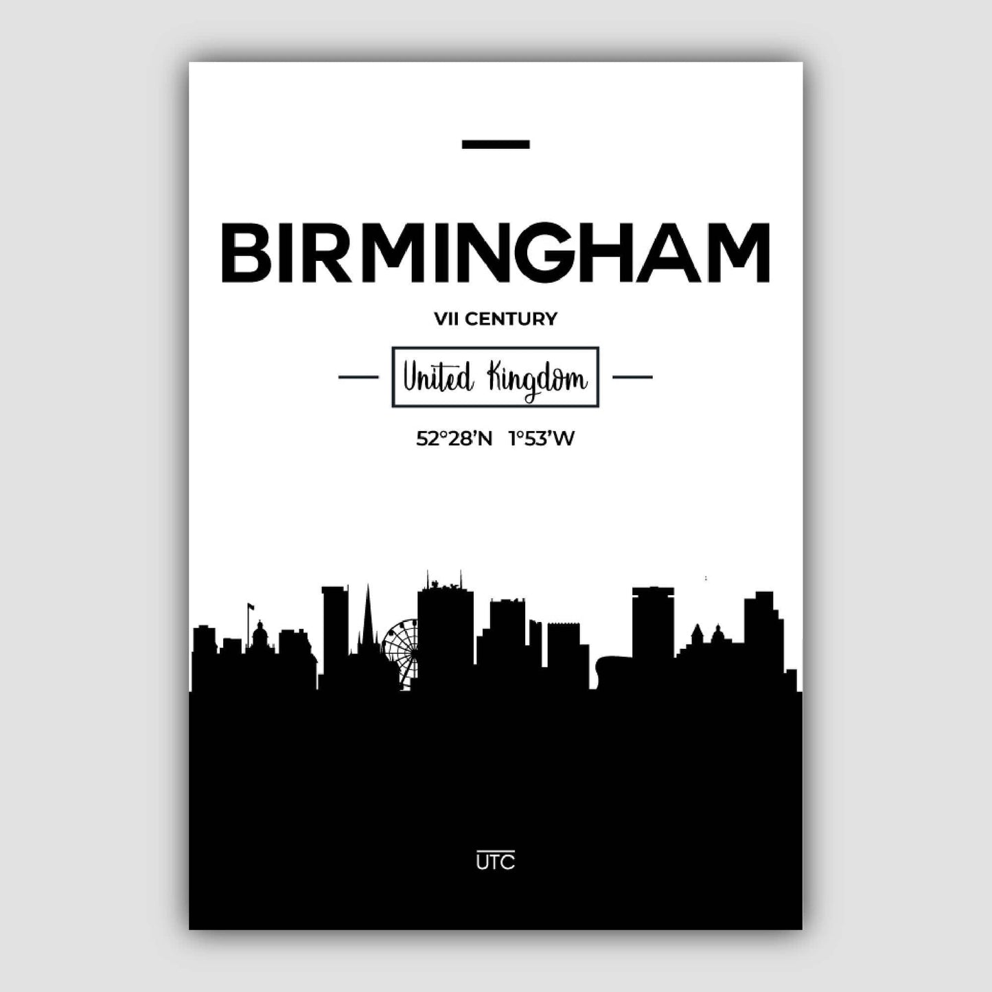 Birmingham Stadtsilhouette Stadtansicht Drucken