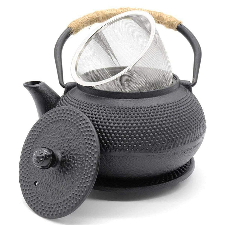 Schwarzer Eisenkessel mit Teefilter Gusseisen Teekessel zum Wasserkochen | Karnz