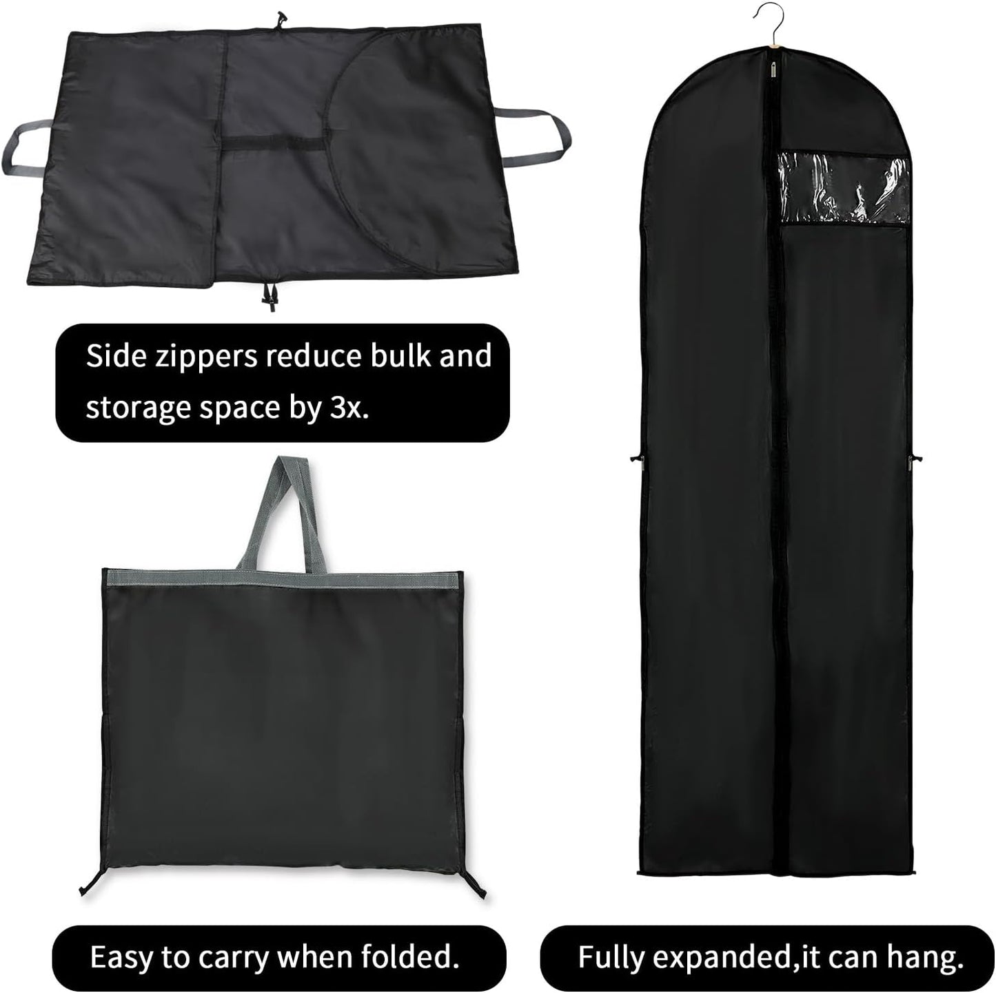 Lange Kleideraufbewahrungshülle – 180 cm Kleidersack mit Reißverschluss und Sichtfenster (1 kaufen, 1 gratis)