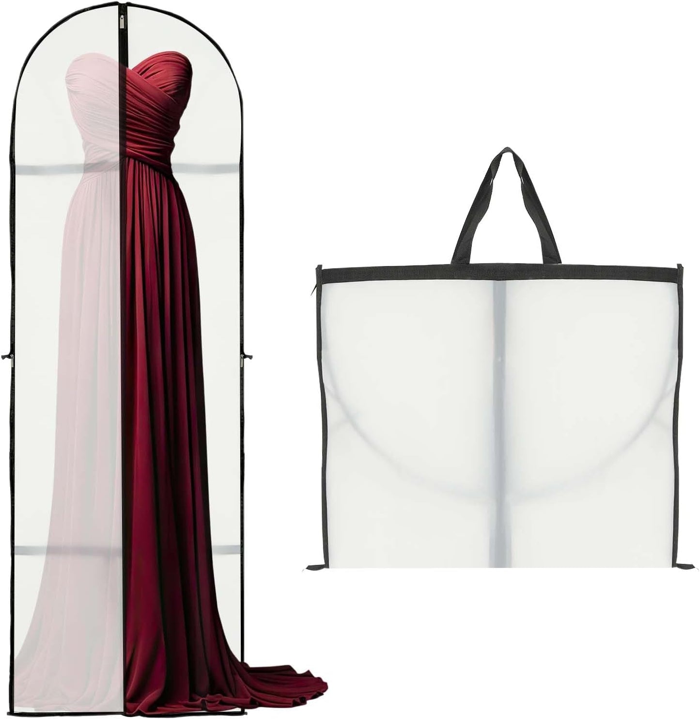 Lange Kleideraufbewahrungshülle – 180 cm Kleidersack mit Reißverschluss und Sichtfenster (1 kaufen, 1 gratis)