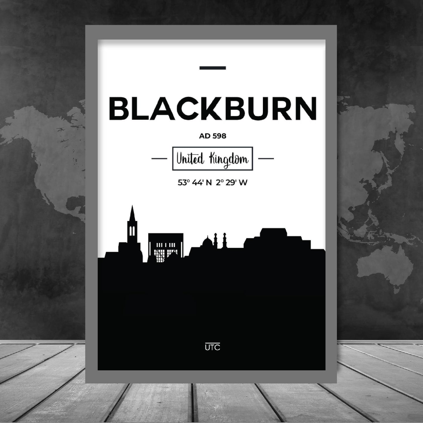 Blackburn Stadtsilhouette Stadtansicht Drucken