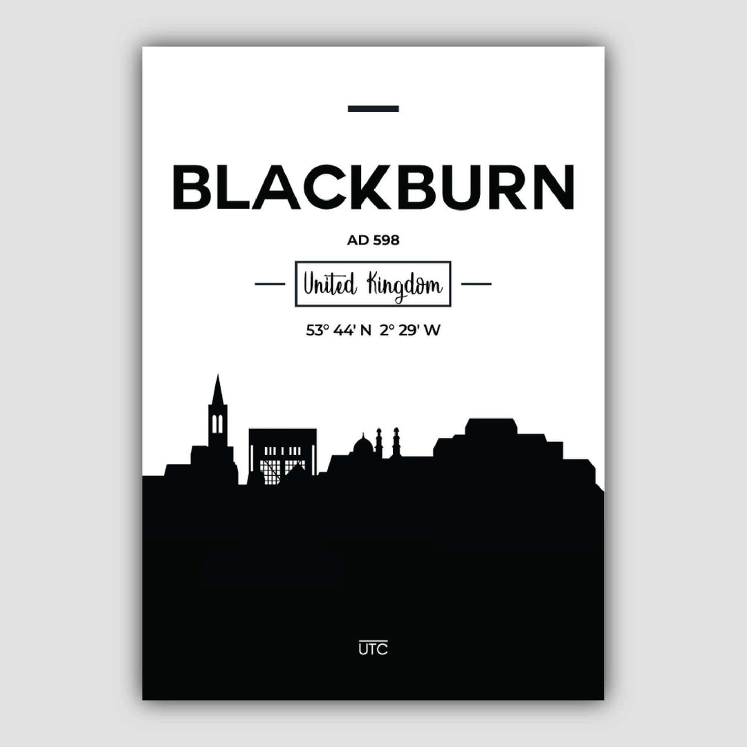 Blackburn Stadtsilhouette Stadtansicht Drucken