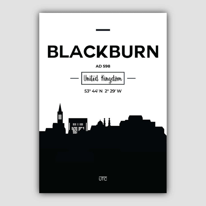 Blackburn Stadtsilhouette Stadtansicht Drucken