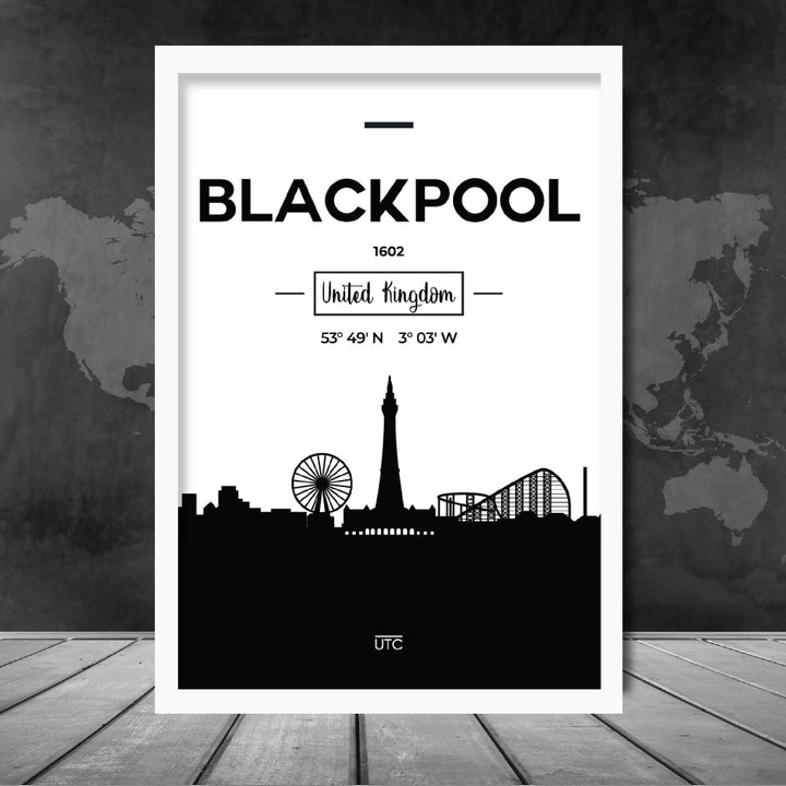 Blackpool Stadtsilhouette Stadtansicht Drucken
