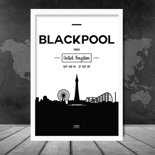 Blackpool Stadtsilhouette Stadtansicht Drucken