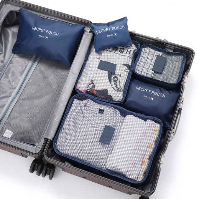 Organizer-Gepäckwürfel mit Innentaschen (6 Stück)
