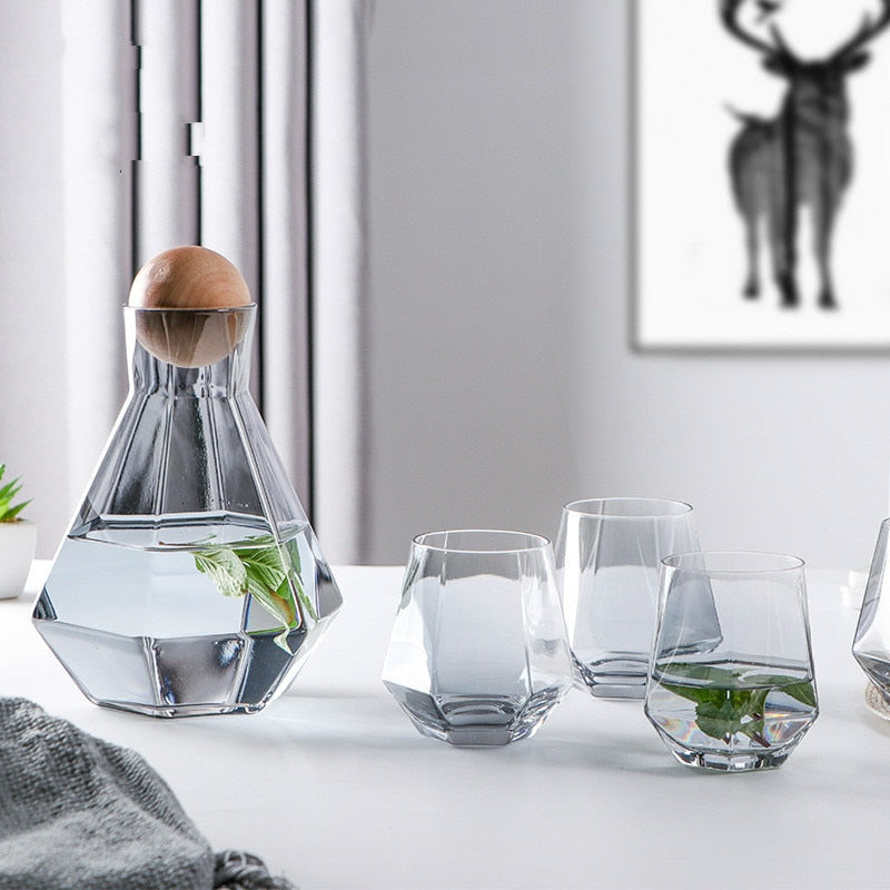 Gekochtes Wasser Kaltes Wasser Krug Set Kristallglas Wasserkaraffe Wasserbecher | Karnz