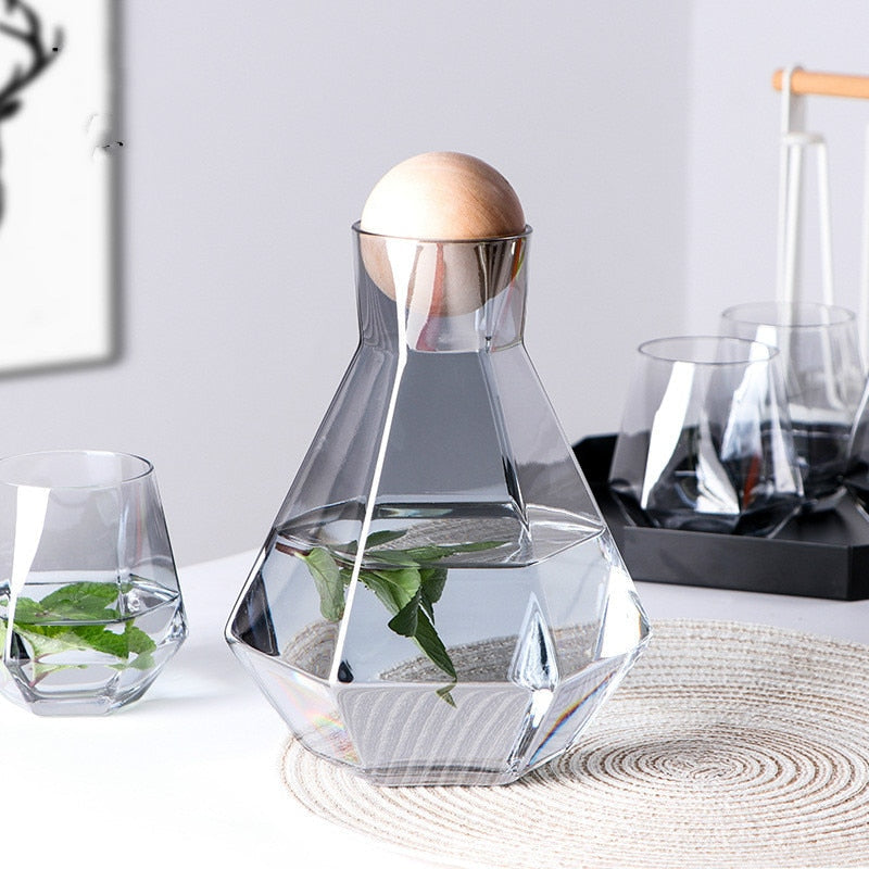 Gekochtes Wasser Kaltes Wasser Krug Set Kristallglas Wasserkaraffe Wasserbecher | Karnz