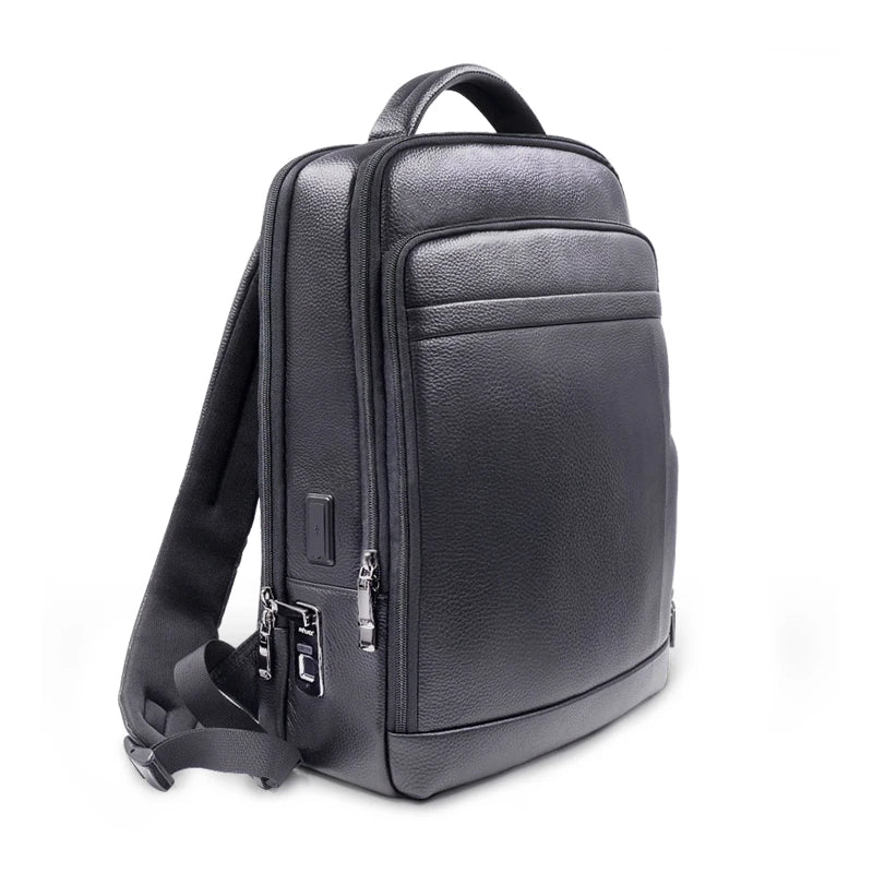 Premium Leder Rucksack mit Fingerabdruckschloss – Männer Anti-Diebstahl Rucksack | Karnz