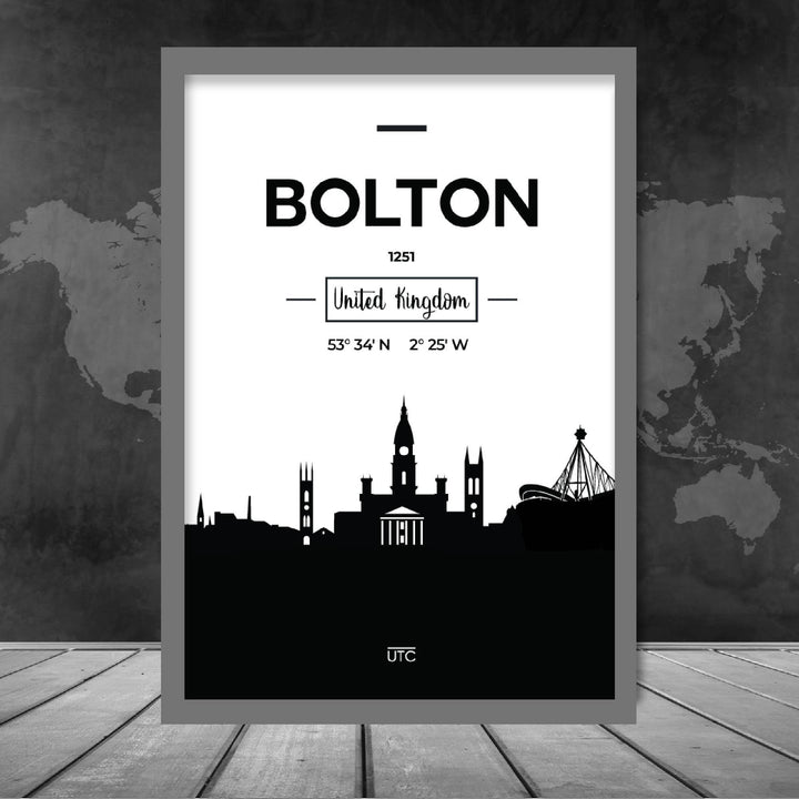 Bolton Stadtsilhouette Stadtansicht Drucken