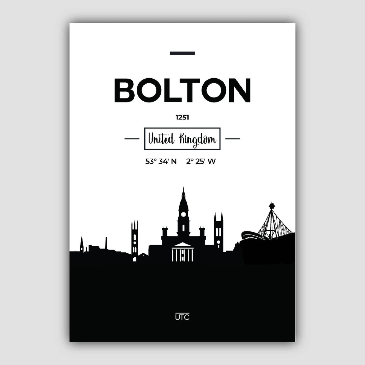 Bolton Stadtsilhouette Stadtansicht Drucken