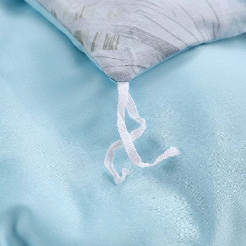 Azure Bloom Bettbezug-Set (Ägyptische Baumwolle, 500 TC) | Karnz