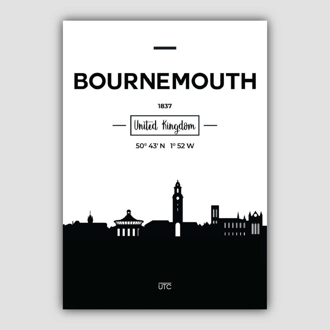 Bournemouth Stadtsilhouette Stadtansicht Drucken