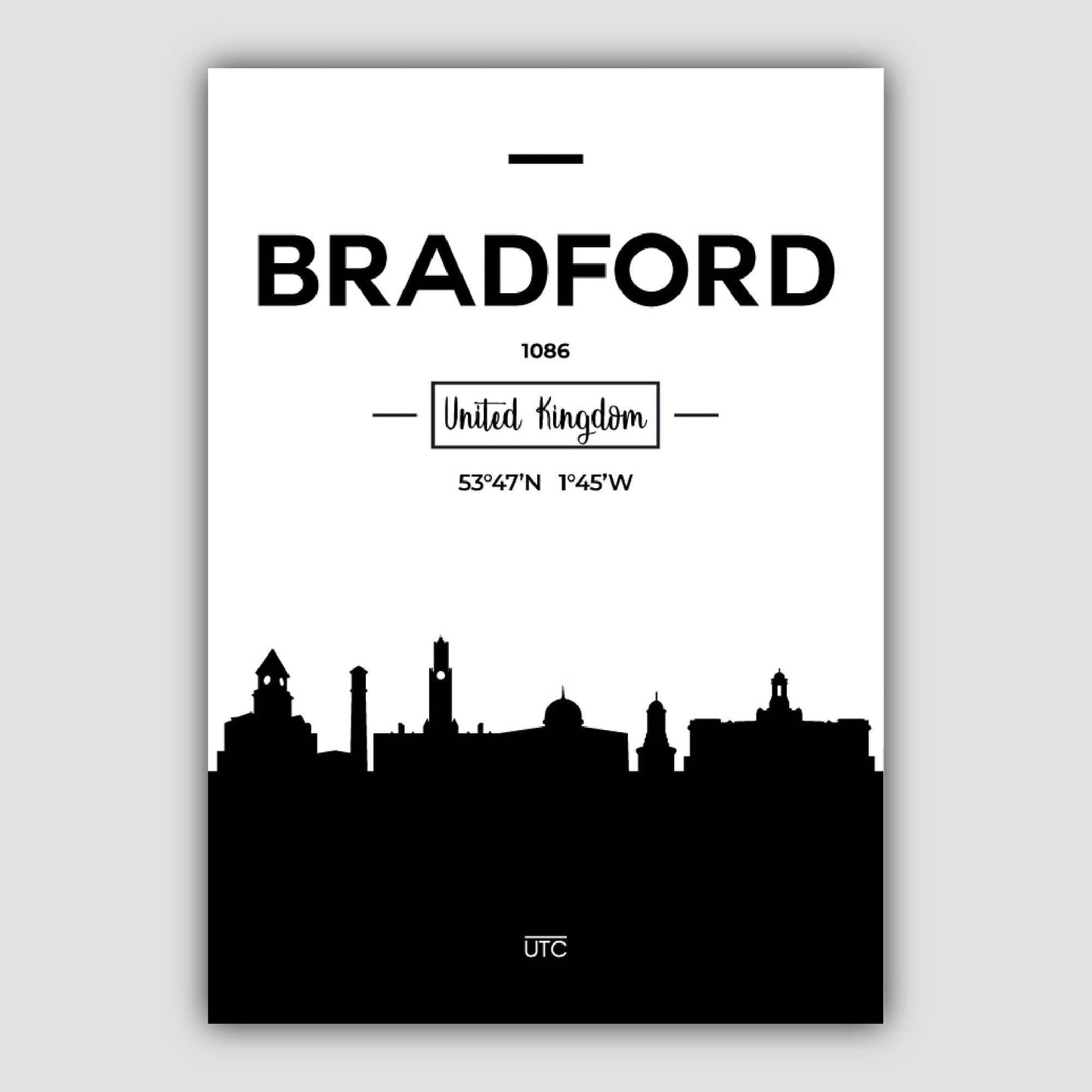 Bradford Stadtsilhouette Stadtansicht Drucken