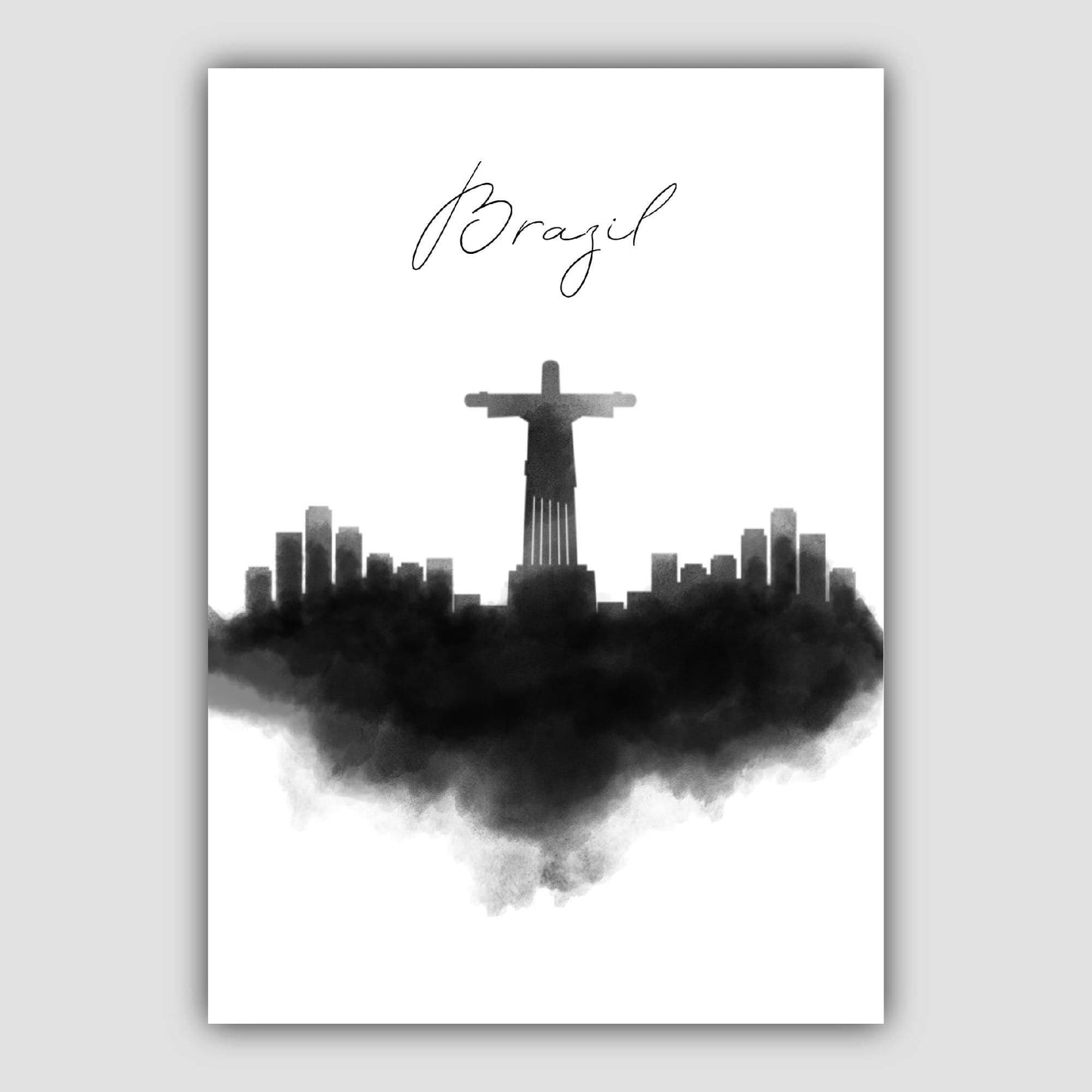 Brasilien Aquarell Skyline Stadtansicht Druck