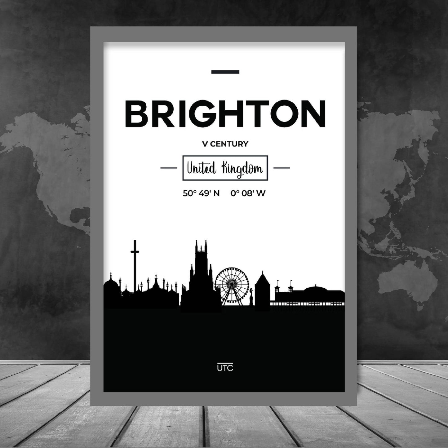 Brighton Stadtsilhouette Stadtbild Druck