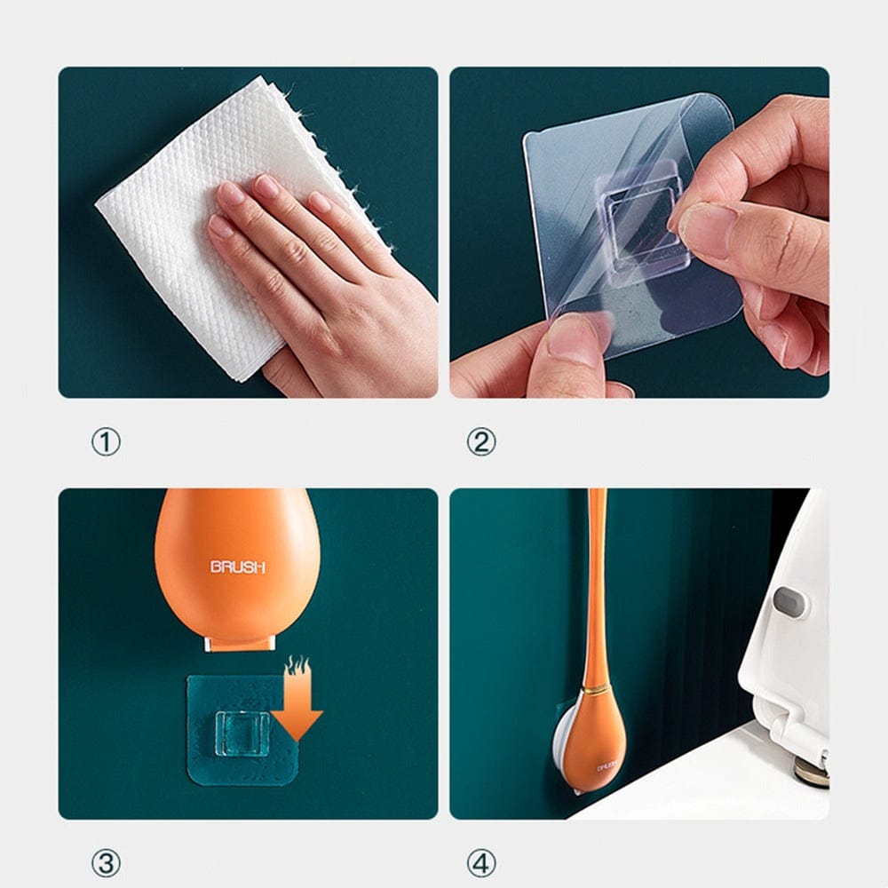 Hygienische Silikon-Toilettenbürste mit Wandhalterung und schnelltrocknendem Design