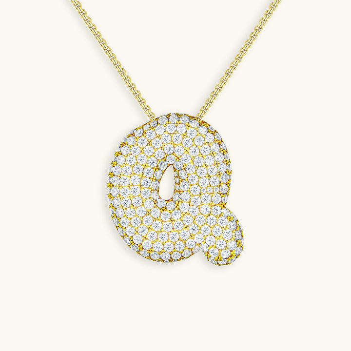 Bubble Initial-Diamant-Halskette