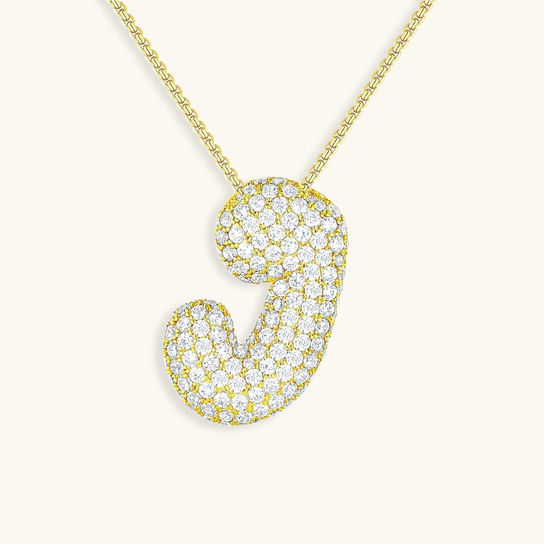 Bubble Initial-Diamant-Halskette