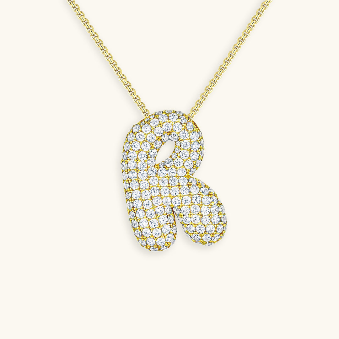 Bubble Initial-Diamant-Halskette