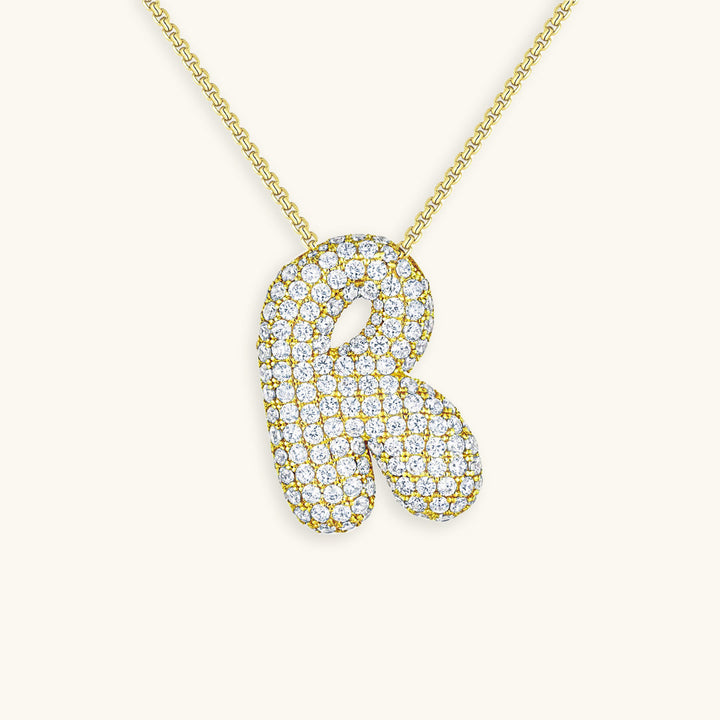 Bubble Initial-Diamant-Halskette