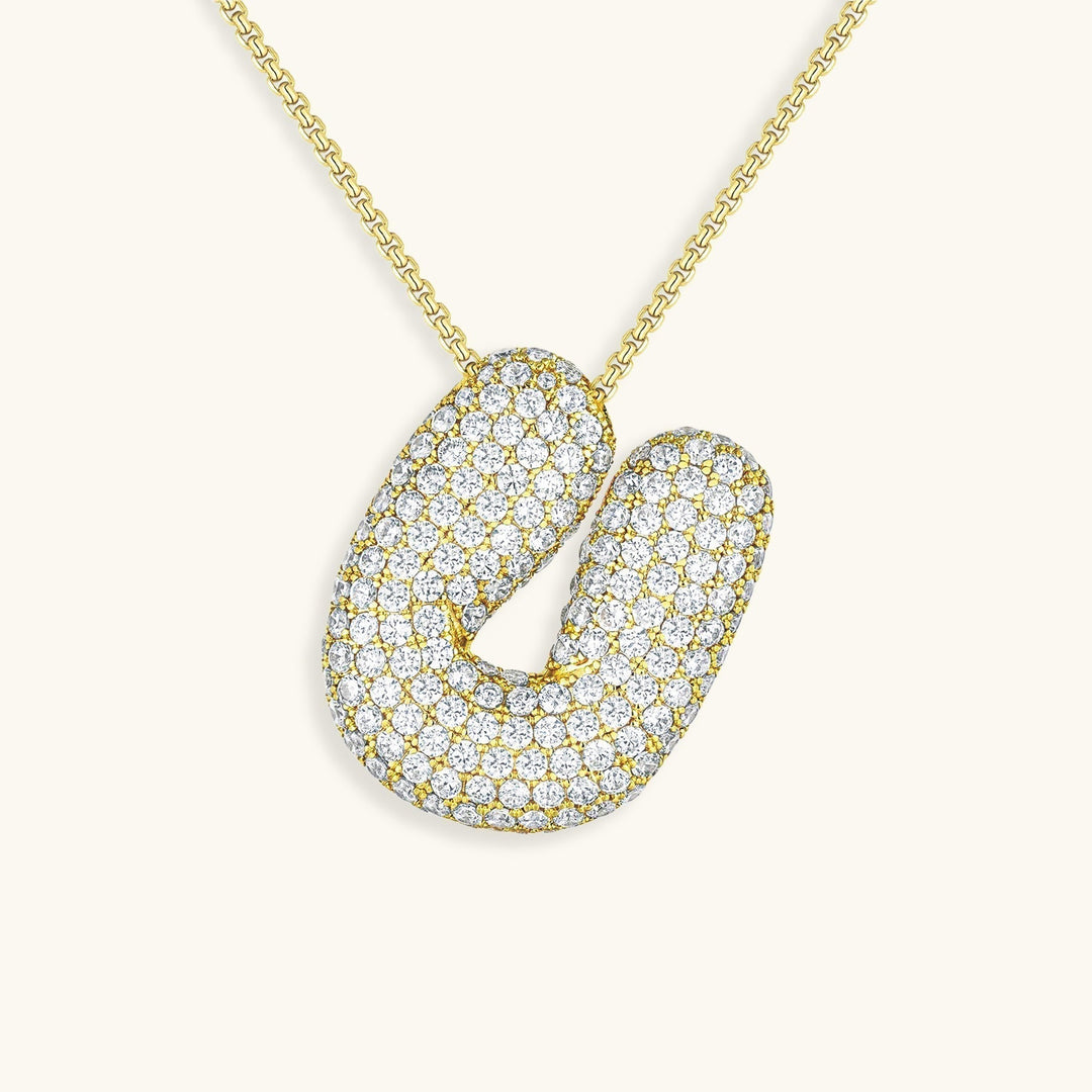 Bubble Initial-Diamant-Halskette