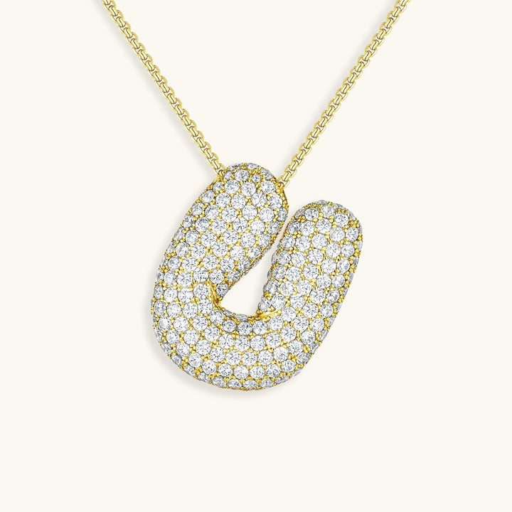 Bubble Initial-Diamant-Halskette