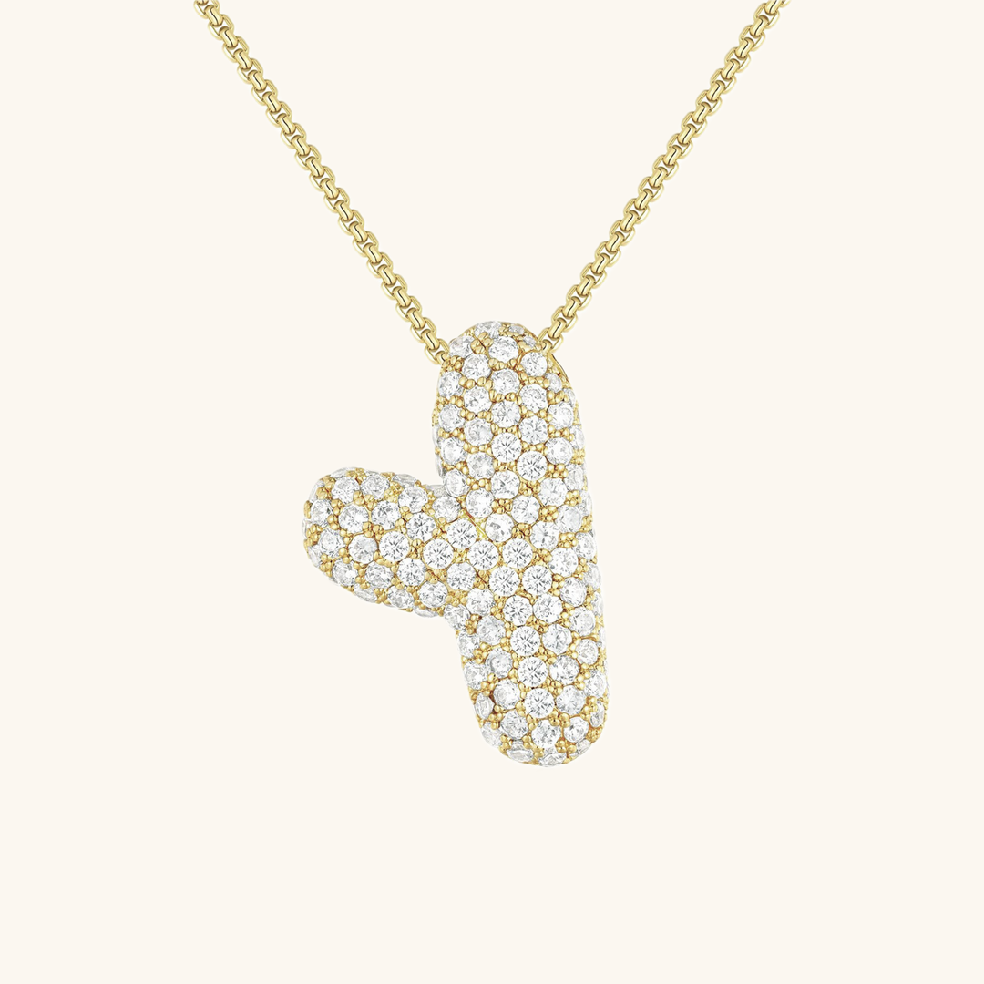 Bubble Initial-Diamant-Halskette