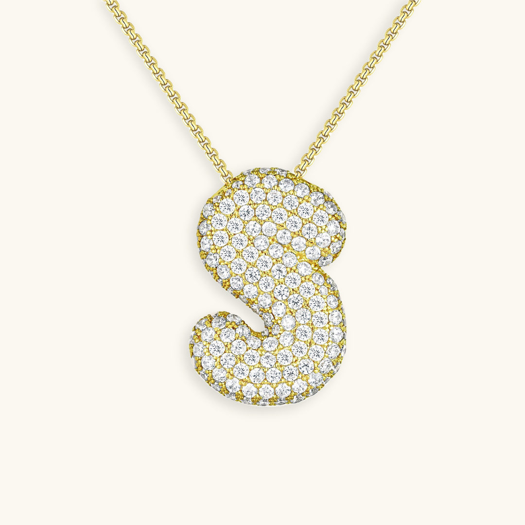 Bubble Initial-Diamant-Halskette