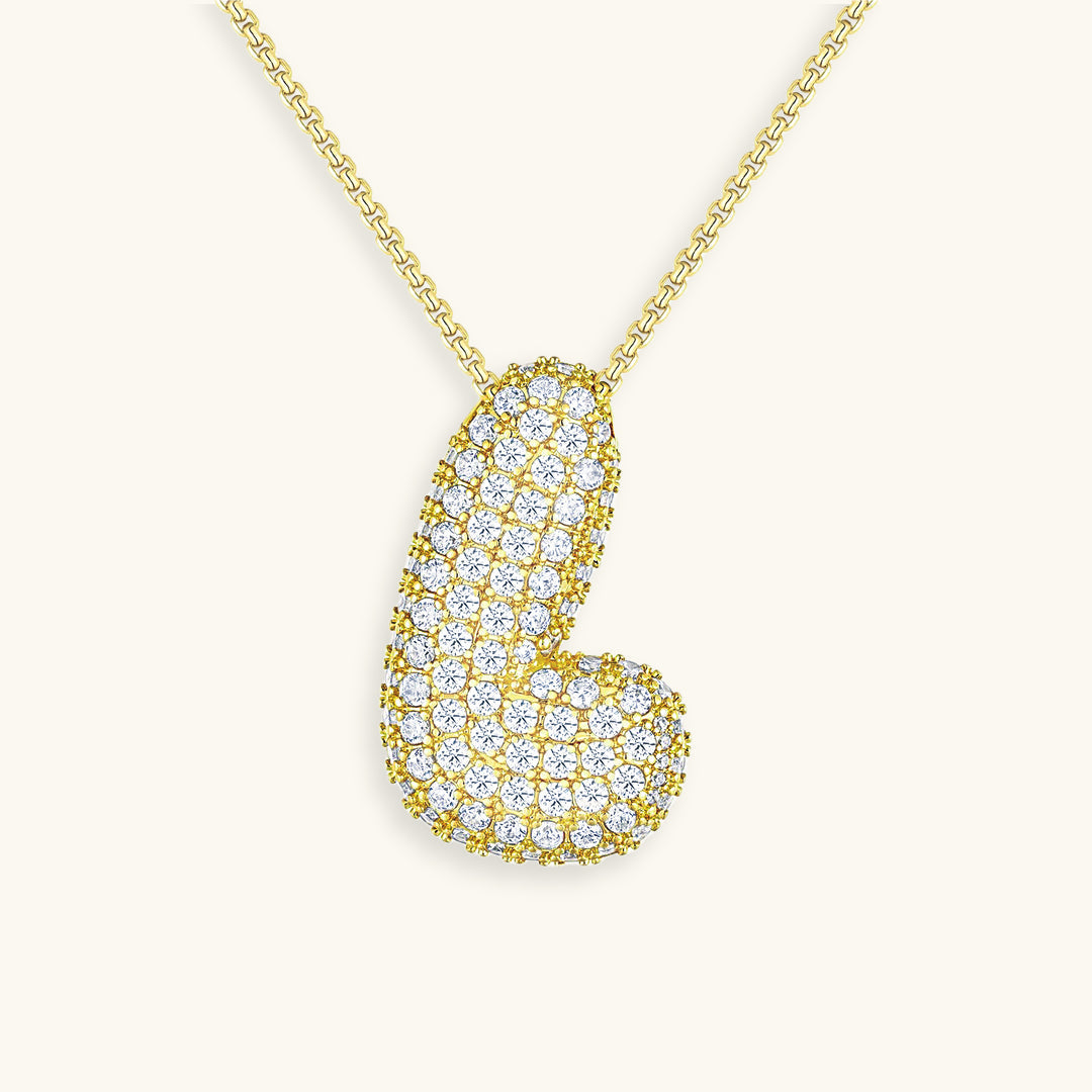 Bubble Initial-Diamant-Halskette