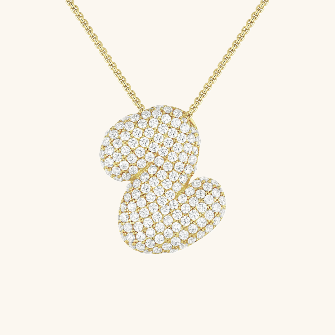 Bubble Initial-Diamant-Halskette