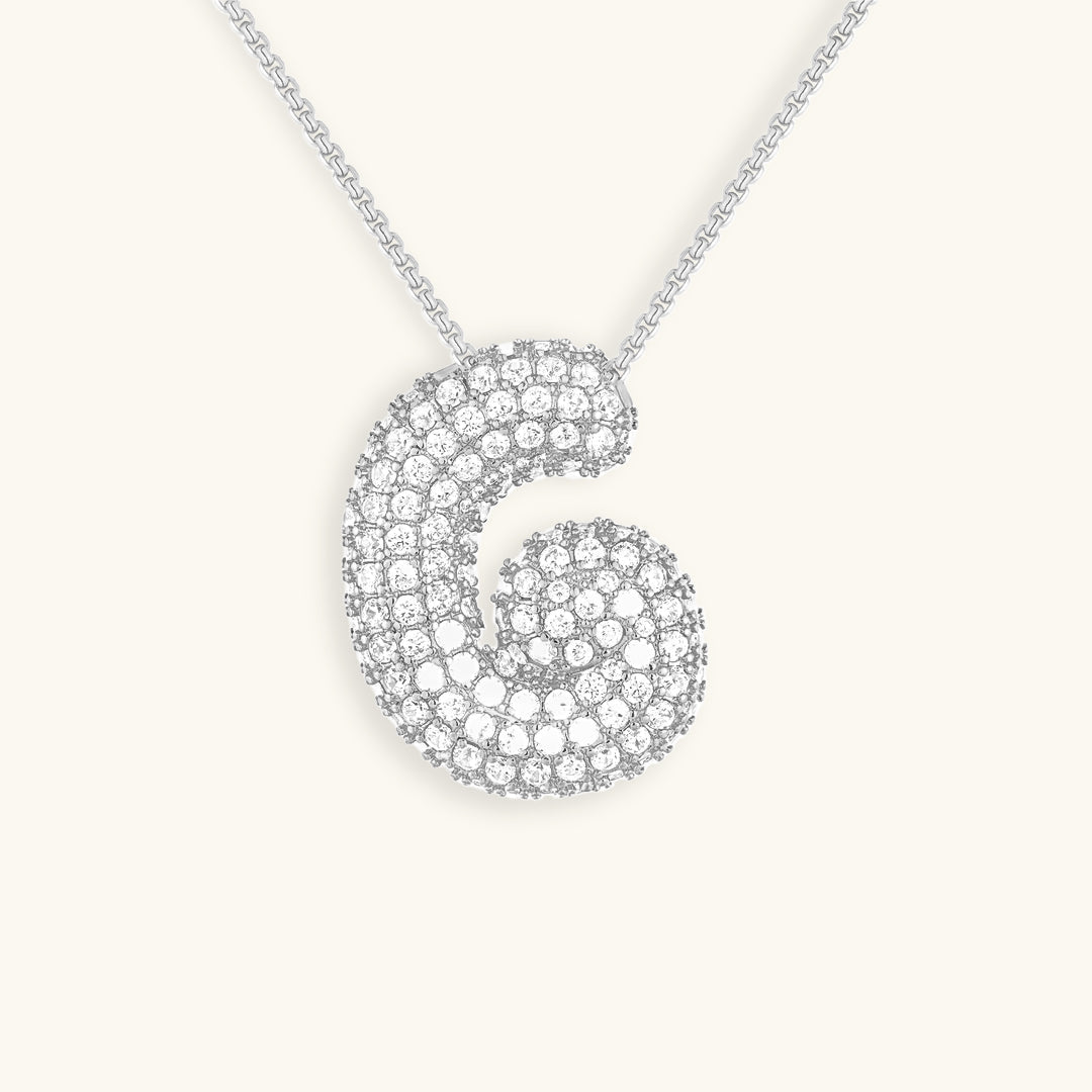 Bubble Initial-Diamant-Halskette