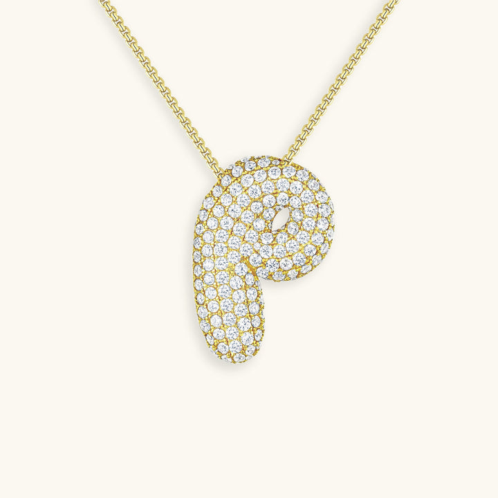 Bubble Initial-Diamant-Halskette