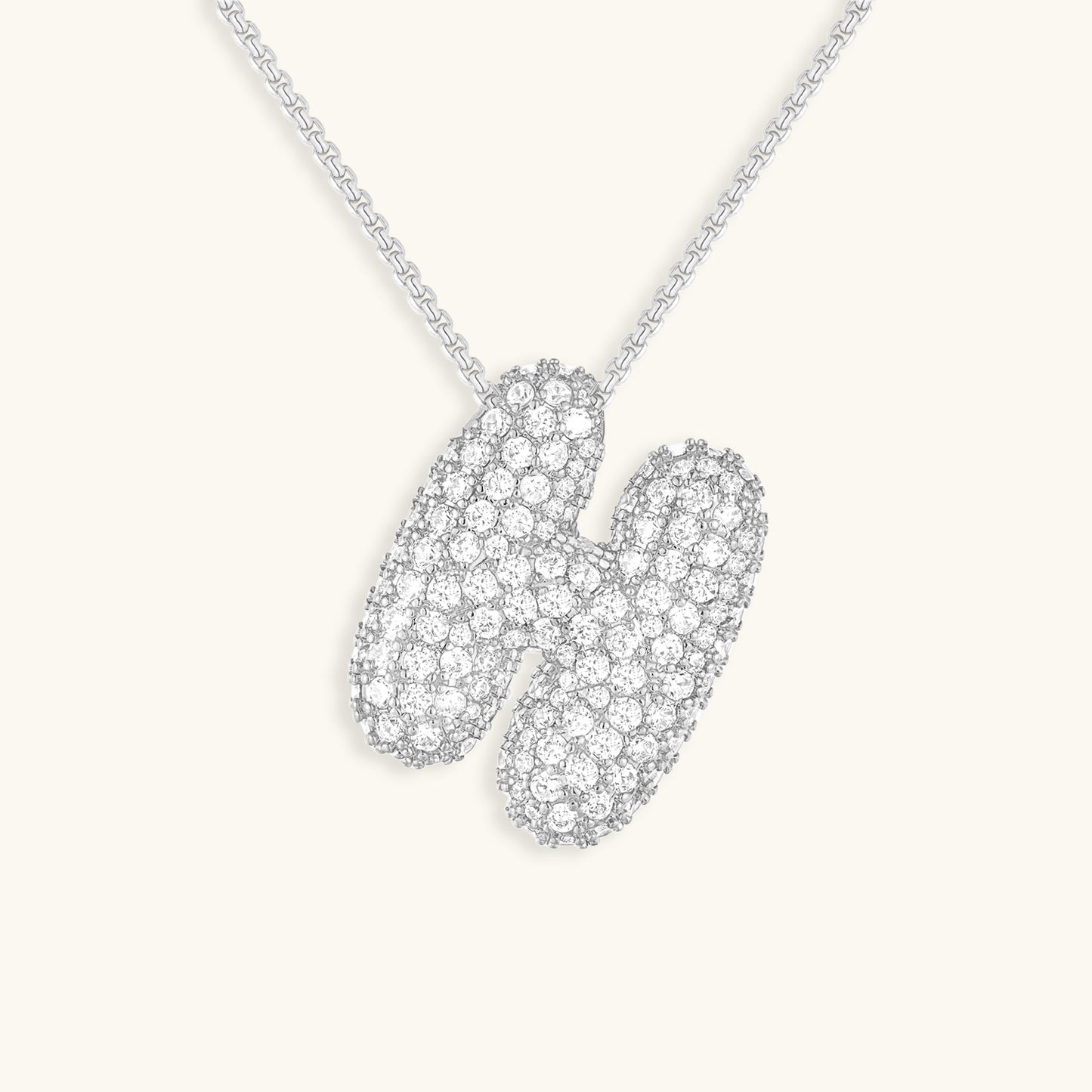 Bubble Initial-Diamant-Halskette