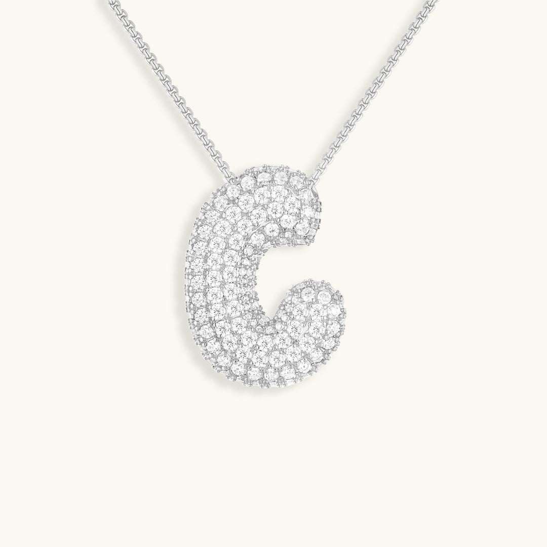 Bubble Initial-Diamant-Halskette